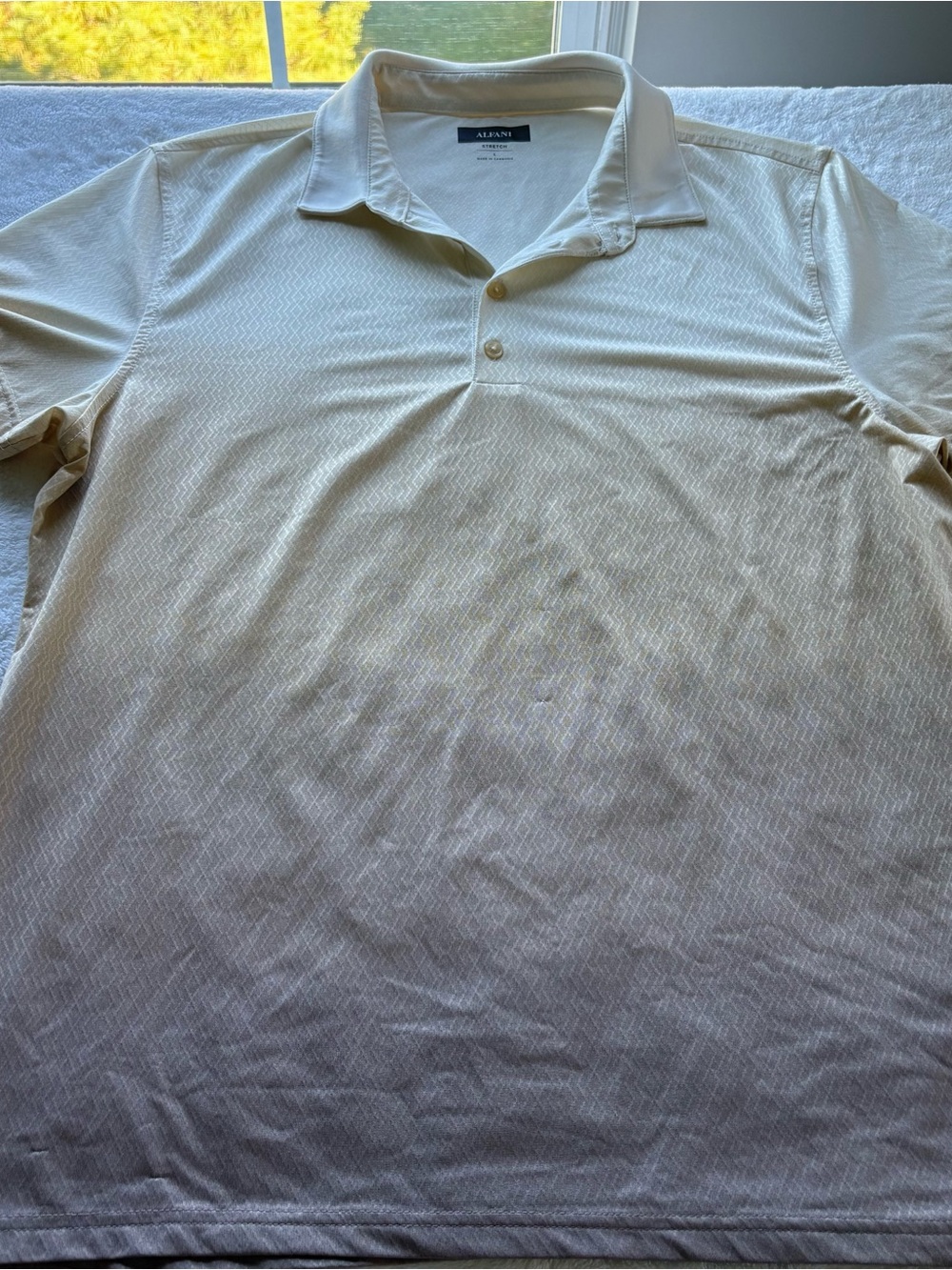 Alfani Men's Cream Textured Short-Sleeve Polo